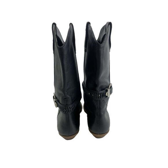 Sutton Plaza Black Leather Western Boots Buckle Strap Pointed Toe Vtg Women 7.5 - Picture 5 of 14